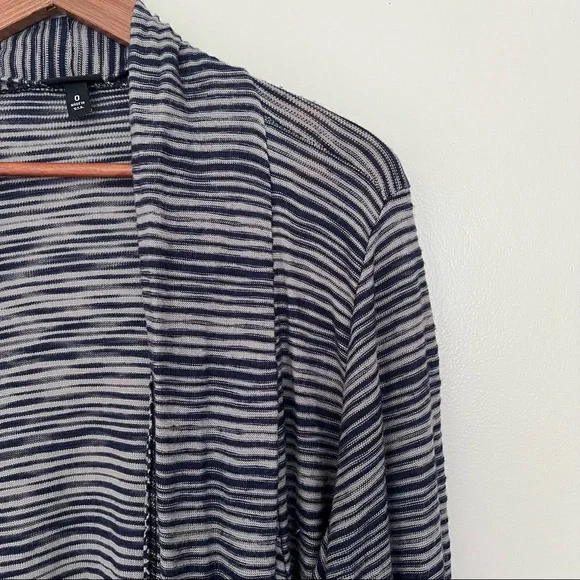 Torrid Womens Sweater Cardigan Knit Size Large Open Front Navy Stripes Waterfall - Picture 3 of 16